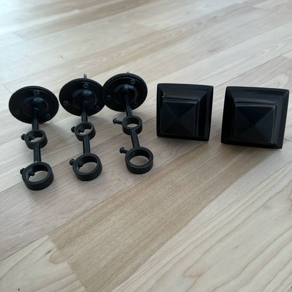 Pottery Barn double wall curtain brackets and finials